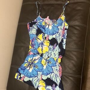 Lilly Pulitzer Blue and Yellow Floral Romper